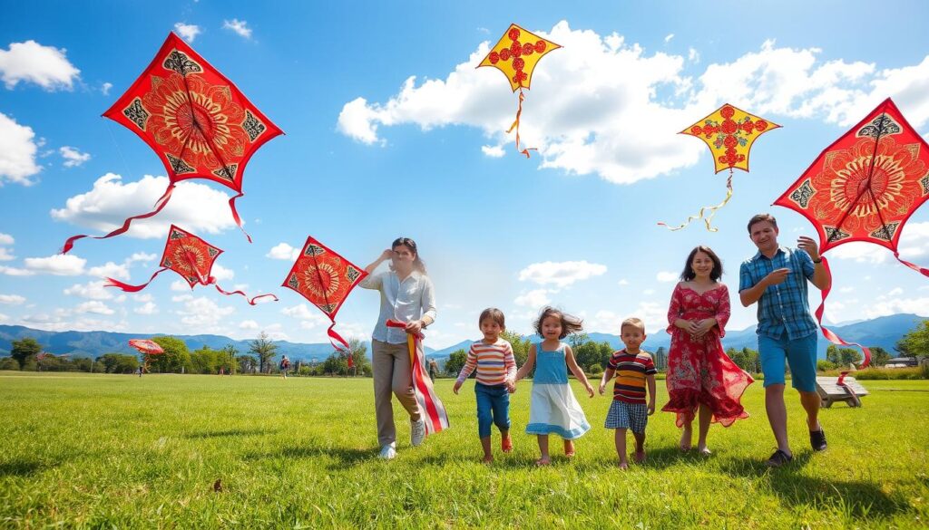 family kite flying