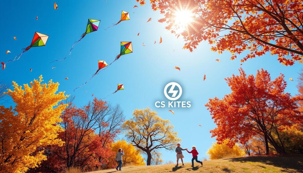 Autumn kite flying photography