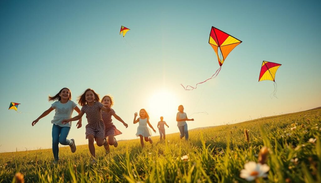 Family kite flying