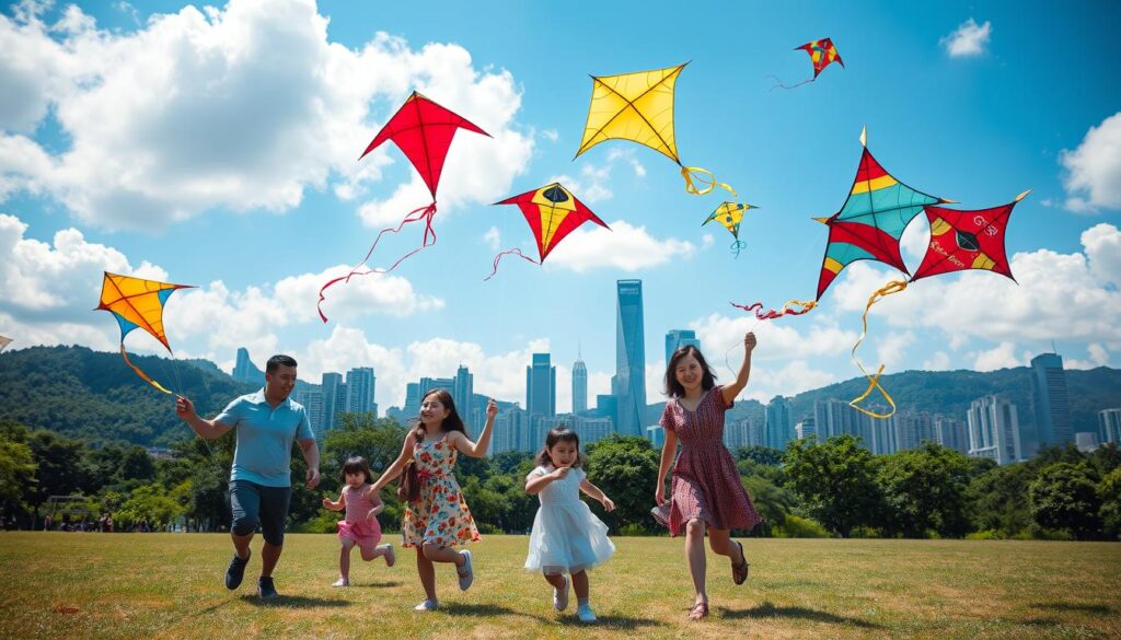 Kite flying as a family bonding activity