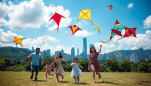 Kite flying as a family bonding activity