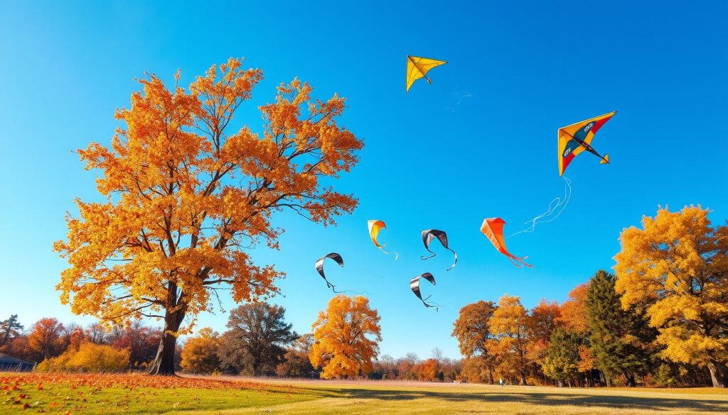 Kite flying techniques in autumn