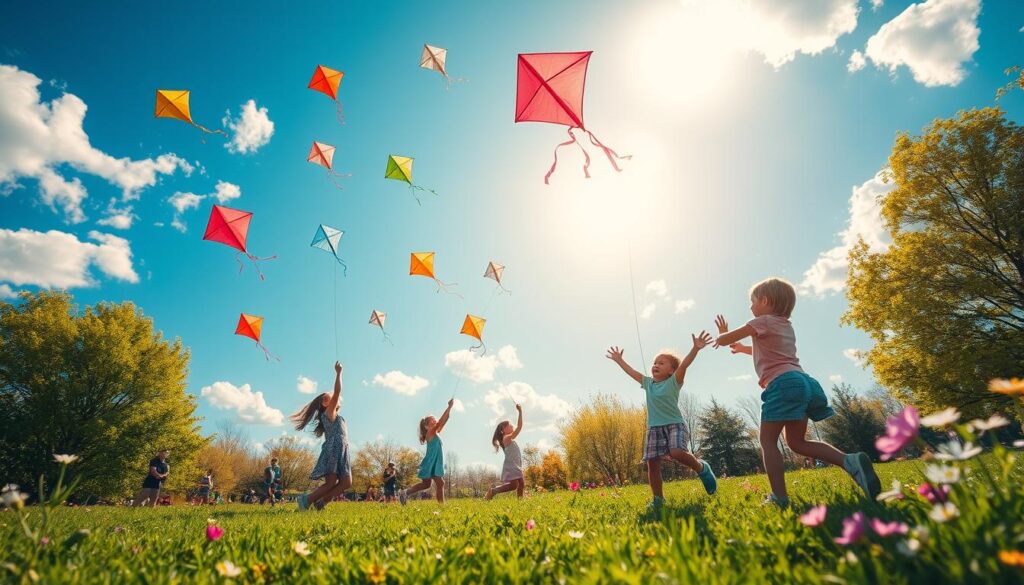 kite flying with children